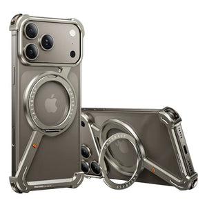 360° Rotate Stand Frameless Shockproof Protector Cover Metal Magnetic Magsafe Phone Case for iPhone 17 Series