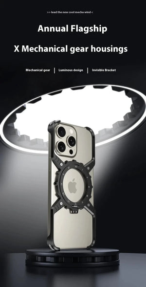 360° Stand Metal Aluminum Alloy Frameless Phone Case For iPhone 16 15 Series