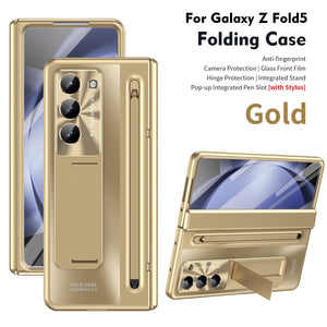 Armor Electroplated Anti - fall Protective Phone Case With Pen Tray Shell and Film For Galaxy Z Fold 7/6/5/4