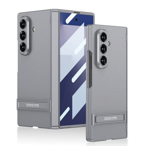 Business - style Bracket Magnetic Hinge Phone Case With Back Screen Film For Galaxy Z Fold 7