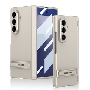 Business - style Bracket Magnetic Hinge Phone Case With Back Screen Film For Galaxy Z Fold 7