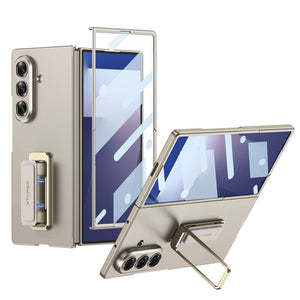 Business - style Bracket Protective Phone Case With Back Screen Film For Galaxy Z Fold 7