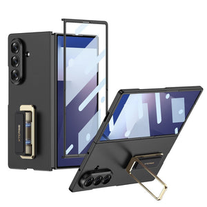 Business - style Bracket Protective Phone Case With Back Screen Film For Galaxy Z Fold 7