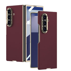 Business - style Electroplated Leather Phone Case For Galaxy Z Fold 7/6/5/4