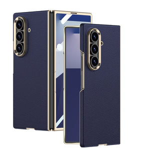 Business - style Electroplated Leather Phone Case For Galaxy Z Fold 7/6/5/4