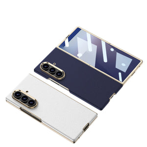 Business - style Electroplated Leather Phone Case For Galaxy Z Fold 7/6/5/4