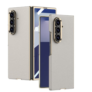 Business - style Electroplated Leather Phone Case For Galaxy Z Fold 7/6/5/4