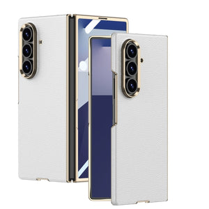 Business - style Electroplated Leather Phone Case For Galaxy Z Fold 7/6/5/4