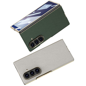 Business - style Electroplated Leather Phone Case For Galaxy Z Fold 7/6/5/4