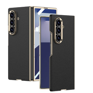Business - style Electroplated Leather Phone Case For Galaxy Z Fold 7/6/5/4