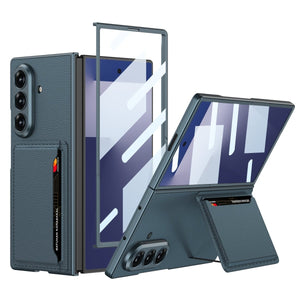 Business - style Leather Card Holderr Phone Case With Back Screen Film For Galaxy Z Fold 7/6/5
