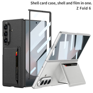 Business - style Leather Card Holderr Phone Case With Back Screen Film For Galaxy Z Fold 7/6/5