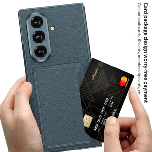 Business - style Leather Card Holderr Phone Case With Back Screen Film For Galaxy Z Fold 7/6/5