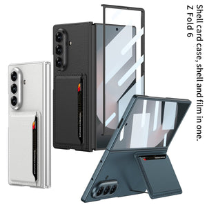 Business - style Leather Card Holderr Phone Case With Back Screen Film For Galaxy Z Fold 7/6/5