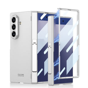 Business - style Magnetic Hinge Bracket Phone Case With Back Screen Film For Galaxy Z Fold 7