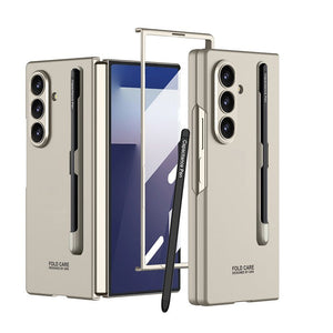 Business - style Pen Slot & Stylus Phone Case With Back Screen Protector For Galaxy Z Fold 7/6/5/4