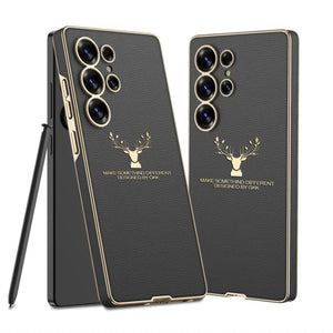 Deer Pattern Leather Shockproof Phone Cover For Galaxy S25 Ultra