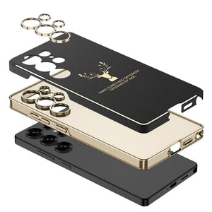 Deer Pattern Leather Shockproof Phone Cover For Galaxy S25 Ultra