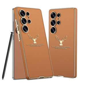 Deer Pattern Leather Shockproof Phone Cover For Galaxy S25 Ultra