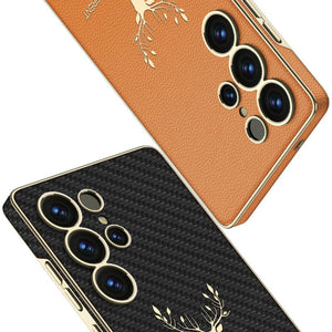 Deer Pattern Leather Shockproof Phone Cover For Galaxy S25 Ultra