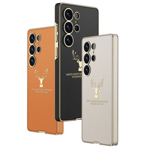 Deer Pattern Leather Shockproof Phone Cover For Galaxy S25 Ultra