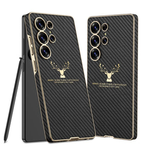 Deer Pattern Leather Shockproof Phone Cover For Galaxy S25 Ultra