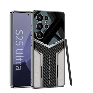 Electroplated Leather Anti - fall Protective Phone Case For Galaxy S25 S24 S23 Ultra