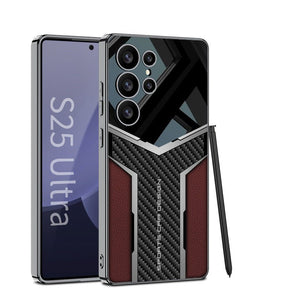 Electroplated Leather Anti - fall Protective Phone Case For Galaxy S25 S24 S23 Ultra