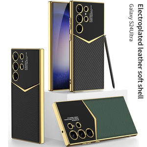 Electroplated Leather Phone Case For Galaxy S25 S24 S23 Ultra Plus