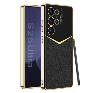 Electroplated Leather Phone Case For Galaxy S25 S24 S23 Ultra Plus