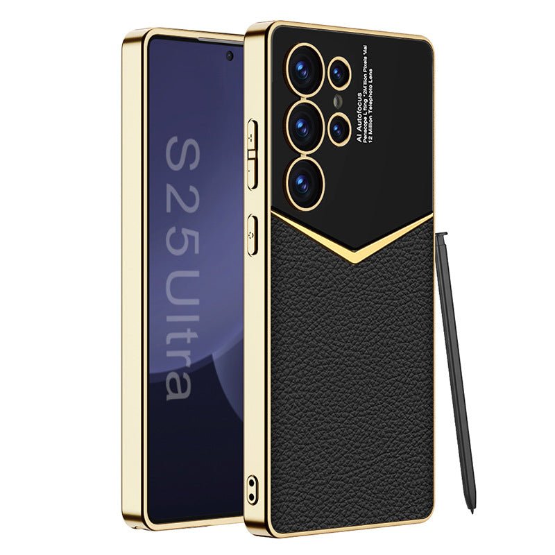 Electroplated Leather Phone Case For Galaxy S25 S24 S23 Ultra Plus