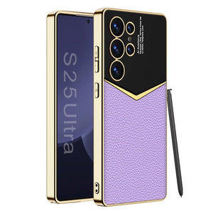 Electroplated Leather Phone Case For Galaxy S25 S24 S23 Ultra Plus