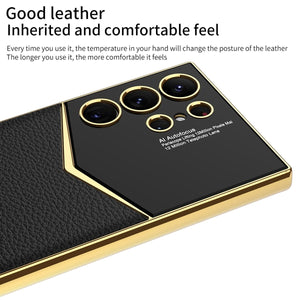 Electroplated Leather Phone Case For Galaxy S25 S24 S23 Ultra Plus