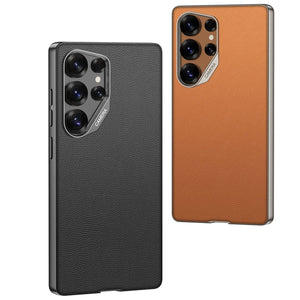 Electroplated Leather Shockproof Phone Case For Galaxy S25 S24 S23 Ultra