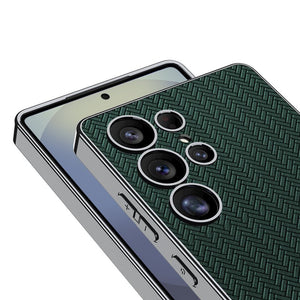 Electroplated Leather Shockproof Phone Case For Galaxy S25 S24 S23 Ultra Plus