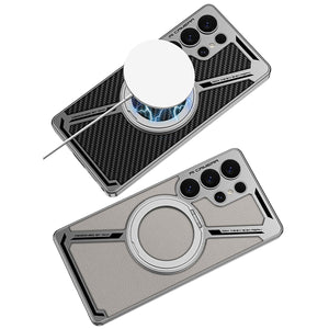 Electroplating Leather Shockproof Phone Case With Magnetic Ring Holder For Galaxy S25 S24 S23 Ultra