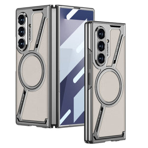 Electroplating Leather Shockproof Phone Case With Screen Protector For Galaxy Z Fold 7/6