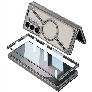 Electroplating Leather Shockproof Phone Case With Screen Protector For Galaxy Z Fold 7/6