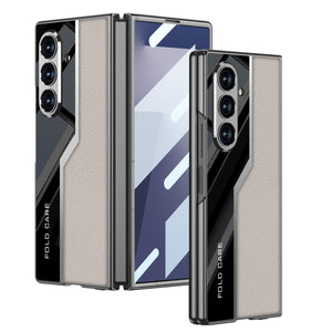 Electroplating Leather Shockproof Phone Case With Screen Protector For Galaxy Z Fold 7/6