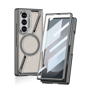 Electroplating Leather Shockproof Phone Case With Screen Protector For Galaxy Z Fold 7/6