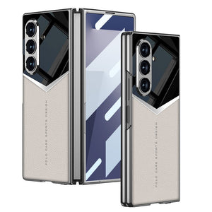 Electroplating Leather Shockproof Phone Case With Screen Protector For Galaxy Z Fold 7/6