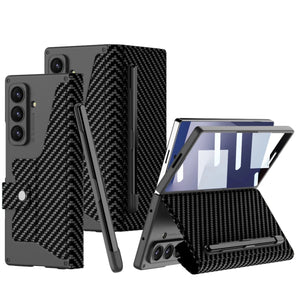 For Samsung Z Fold 7 6 Case S Leather Flip Cover S Pen Slot Anti - Slip Shockproof PU Mobile Phone Case