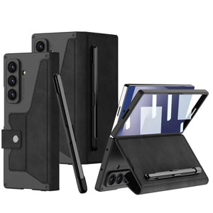 For Samsung Z Fold 7 6 Case S Leather Flip Cover S Pen Slot Anti - Slip Shockproof PU Mobile Phone Case