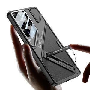 Full Lens Protection Leather Phone Case With Holder For Galaxy S26 S25 S24 S23 Ultra