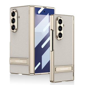 Golden Electroplated Leather Shockproof Phone Cover For Galaxy Z Fold7