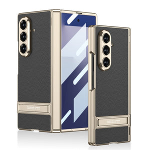 Golden Electroplated Leather Shockproof Phone Cover For Galaxy Z Fold7
