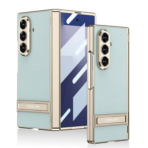 Golden Electroplated Leather Shockproof Phone Cover For Galaxy Z Fold7