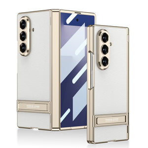 Golden Electroplated Leather Shockproof Phone Cover For Galaxy Z Fold7