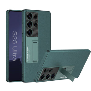 Invisible Bracket Leather Phone Case For Galaxy S25 S24 S23 S22 Ultra Plus