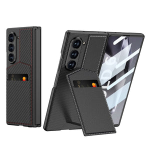 Leather Card Holder Shockproof Phone Case With Screen Protector For Galaxy Z Fold 6/7